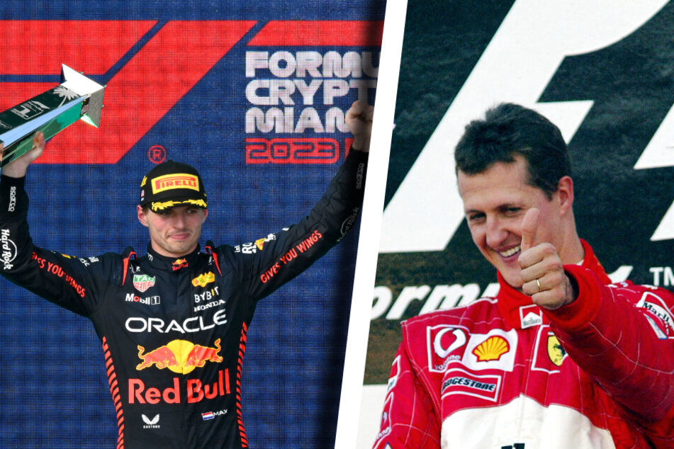Max Verstappen (25, l.) und Michael Schumacher (54) haben nicht nur sportlich ihre jeweilige Zeit dominiert.