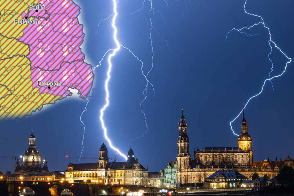 Am Mittwoch wird es in Dresden noch mal richtig ungemütlich! Dann sinken die Temperaturen wieder und das Gewitter zieht weiter.