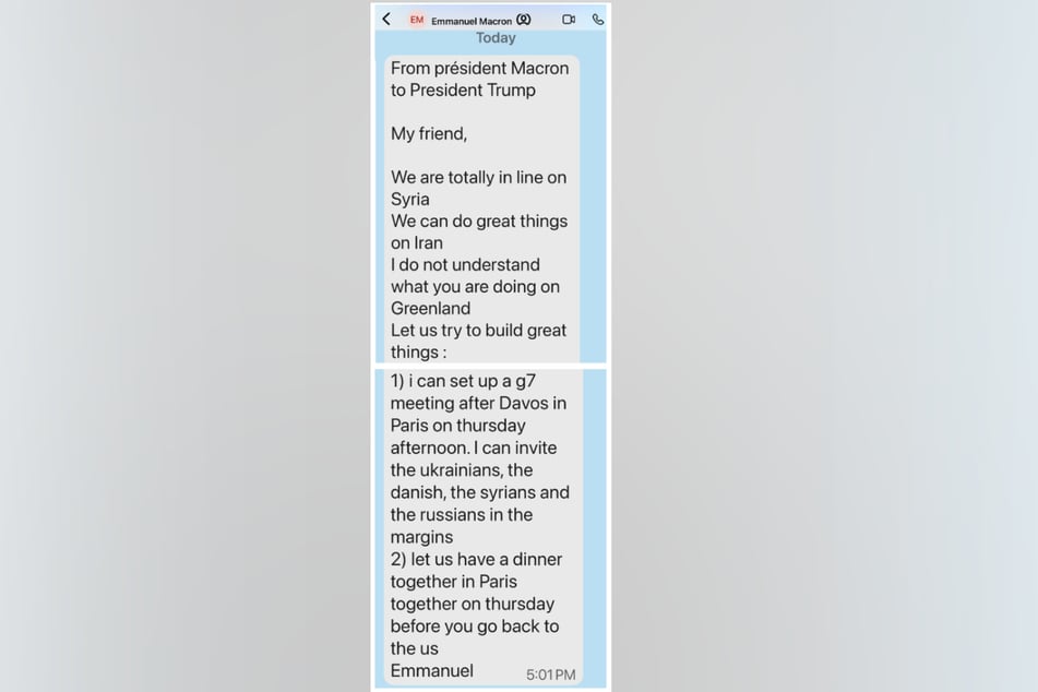 Trump veröffentlichte eine Privatnachricht von Macron in seinem Netzwerk.