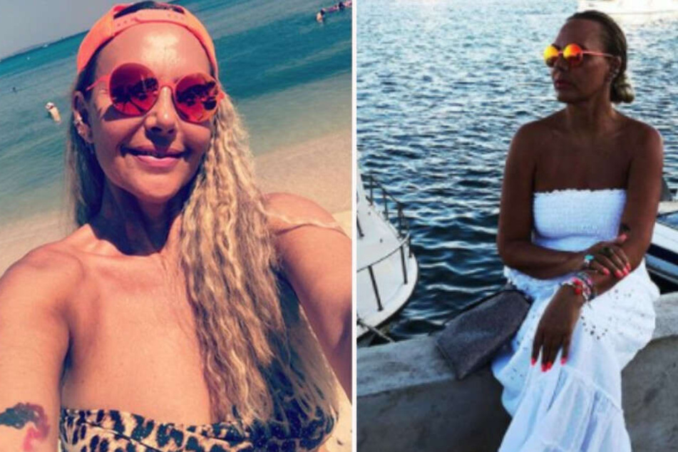 Natascha Ochensenknecht zu Beginn (links) und zum Ende (rechts) des Urlaubs. (Bildmontage)