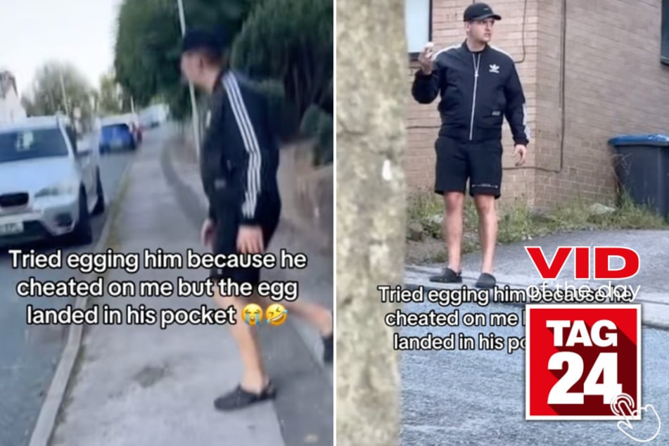 Today's Viral Video of the Day features a girl who tried to egg her boyfriend who was apparently caught cheating. However, it didn't end up going the way she planned!