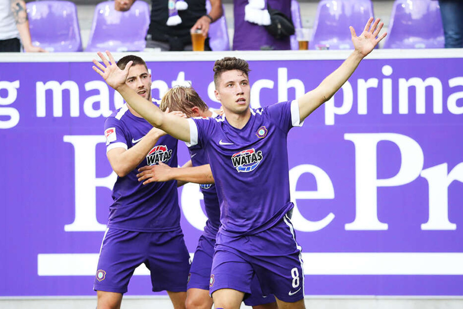 Tom Baumgart traf zum 3:1 für den FC Erzgebirge Aue.
