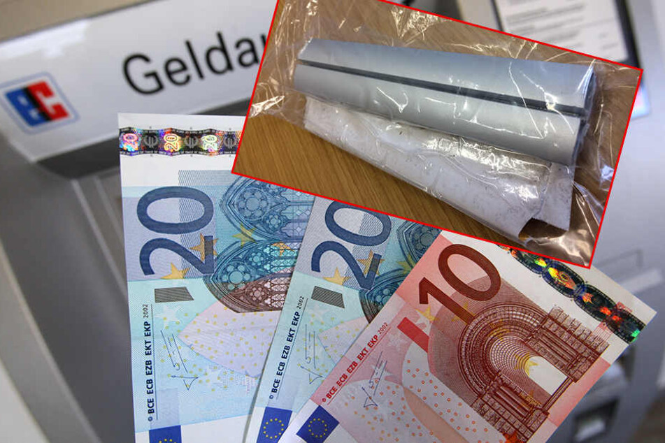 Der Geldautomat der Sparkassenfiliale in der Kröllwitzer Straße in Halle (Saale) wurde manipuliert. Oben rechts auf dem Bild ist die Schiene der Betrüger zu sehen, die die Polizei beschlagnahmt hat.