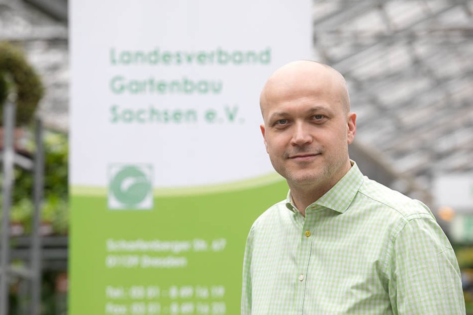 Glaubt fest an den Lenz: Tobias Muschalek (41), Chef vom Landesverband Gartenbau Sachsen.