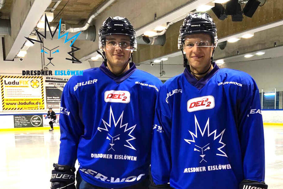 Arne Uplegger (l.) und Dominik Grafenthin Seite an Seite beim Eis-Training