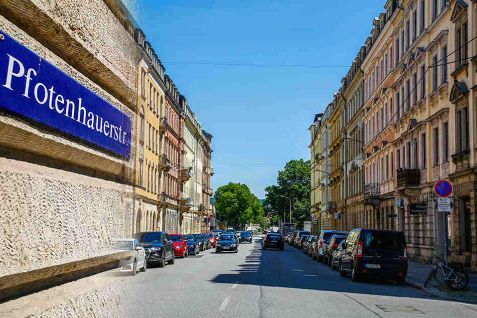 Blick Richtung Uniklinik: Die Pfotenhauer Straße in der Johannstadt.