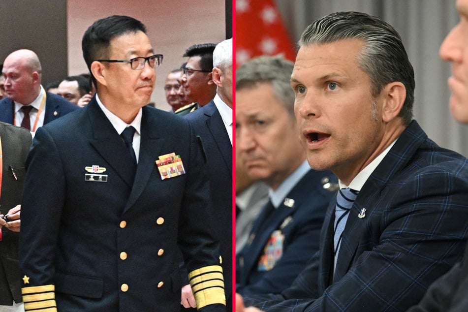 Chinese Defense Minister Dong Jun (l.) has warned US Secretary of Defense Pete Hegseth that attempts to contain China would be "futile."