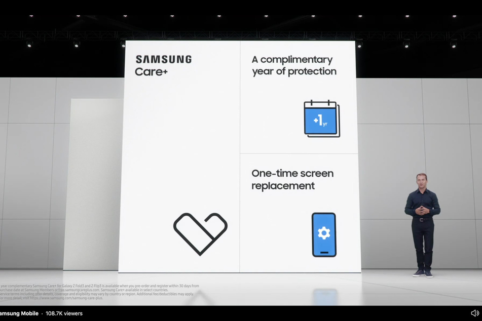 Samsung unveiled its complimentary one-year offer of Samsung Care+ with its new products, which includes a one-time screen replacement.