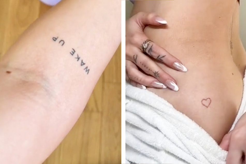 Die 22-Jährige zeigte ihre Hautbilder nicht nur, sie erklärte auch die Bedeutungen, welche die einzelnen Tattoos teilweise für sie haben.