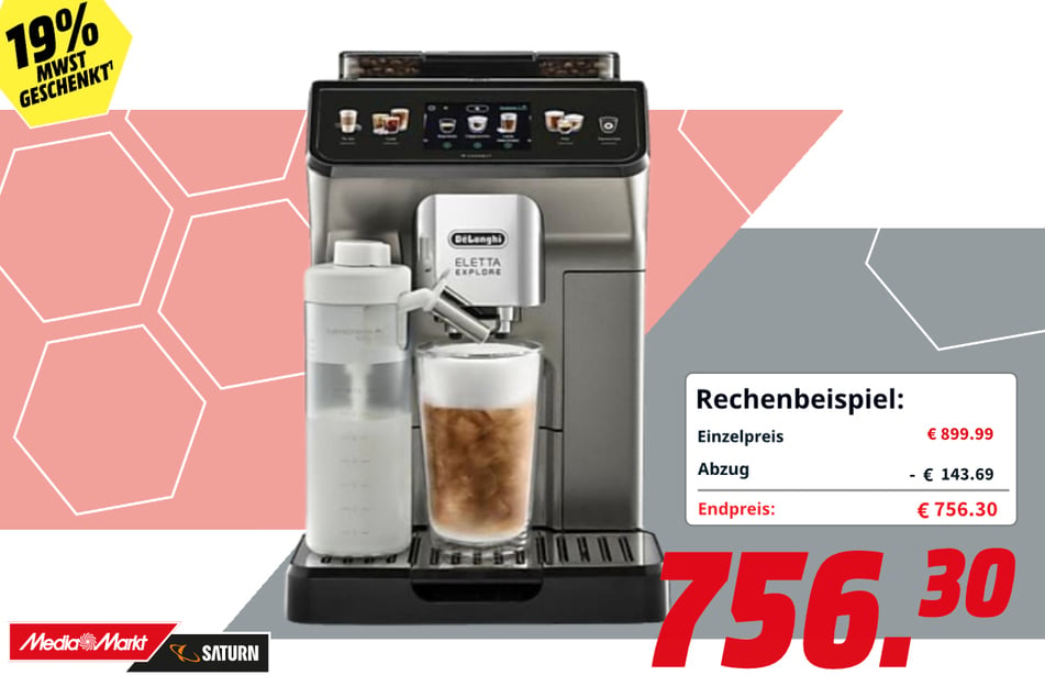 DeLonghi-Kaffeevollautomat Eletta Explore Cold Brew ECAM450.86.T für 756,30 Euro.