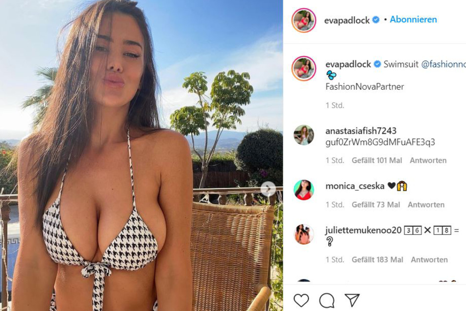 Eva Padlock gewährt tiefe Einblicke in einem sexy Bikini.
