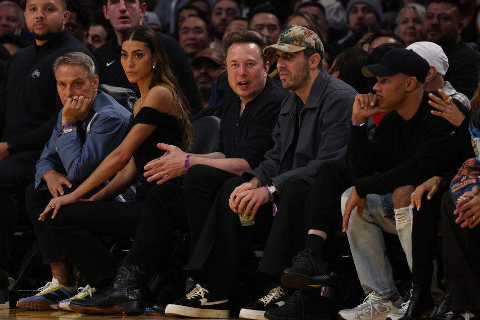 Twitter CEO Elon Musk (c.) was spotted courtside during game six of the Western Conference Semifinal Playoffs at Crypto.com Arena on Friday.
