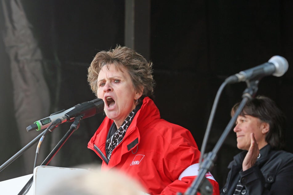 Sabine Zimmermann bei der DGB-Maikundgebung 2016 in Zwickau.