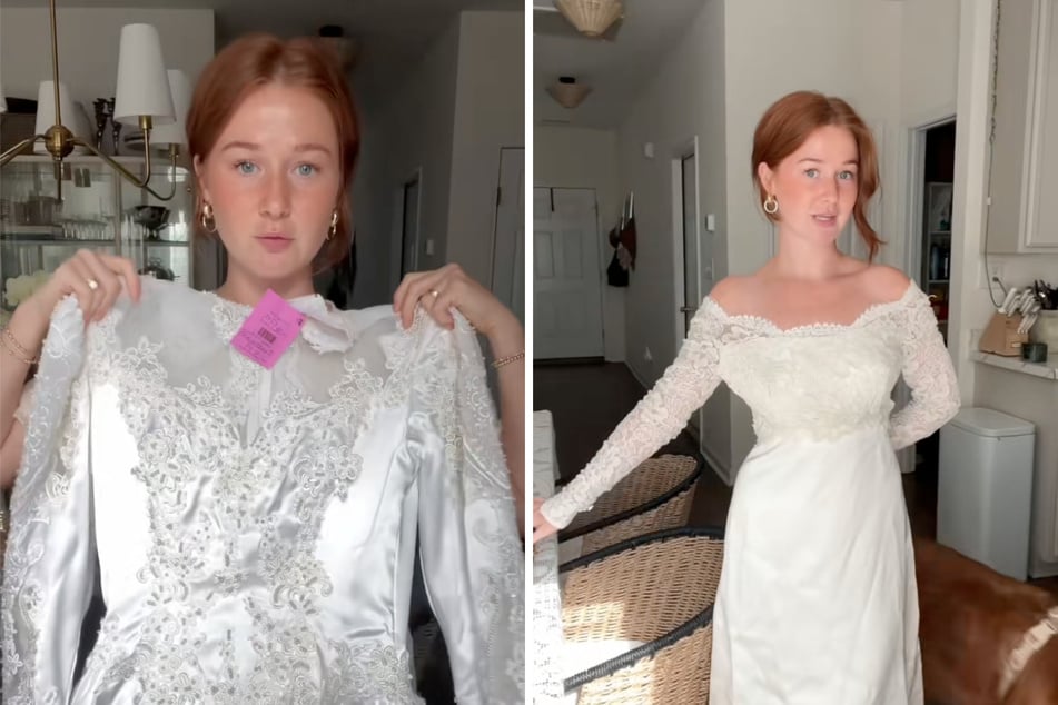 Glücklich präsentierte Jenna Leigh ihr Hochzeitskleid.