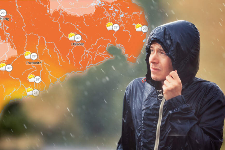 Das Wochenende bringt Sonne und Hitze nach Sachsen, doch auch Regenschauer und Gewitter werden erwartet. (Bildmontage)