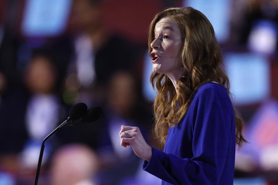 Michigan State Senator Mallory McMorrow speaks on the first day of the Democratic National Convention in Chicago, Illinois, on August 19, 2024.