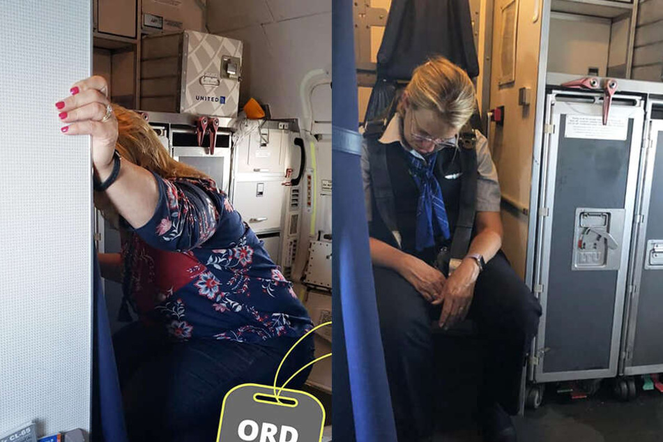 Die Flugbegleiterin schlief während des Fluges ein. Eine andere Reisende musste sie sogar anschnallen.