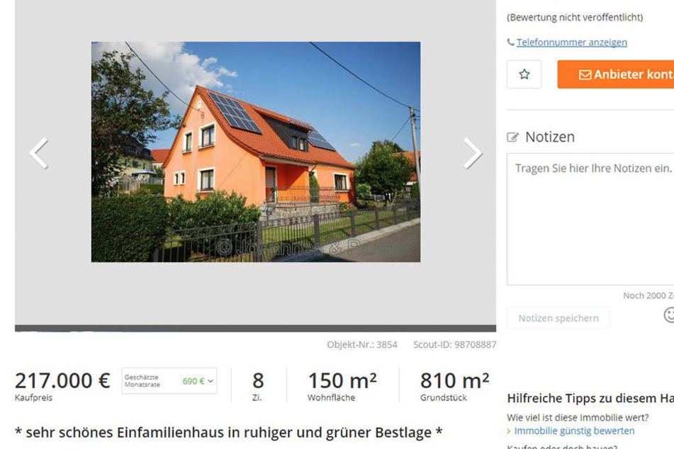 Bei ImmobilienScout24 wird das Elternhaus des sächsischen Ministerpräsidenten zum Verkauf angeboten.