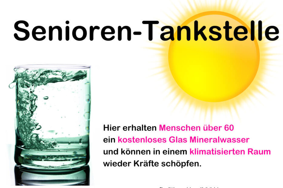 Das Plakat auf der Webseite des Ladenbetreibers erklärt die Aktion "Seniorentankstelle".