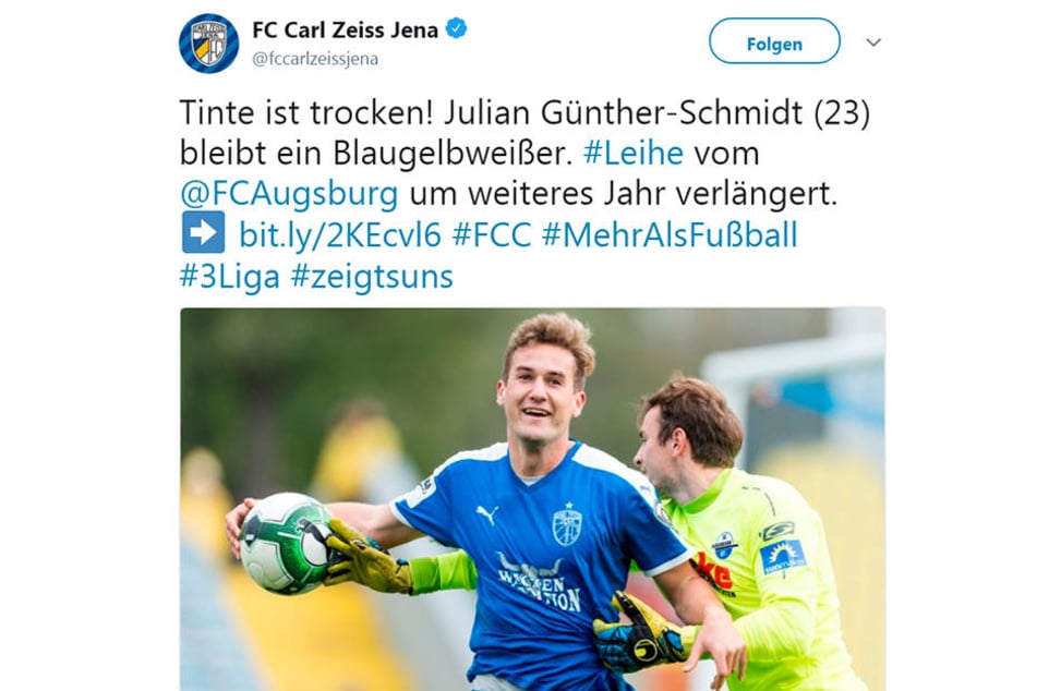 So feiert Jena die Verlängerung bei Twitter.