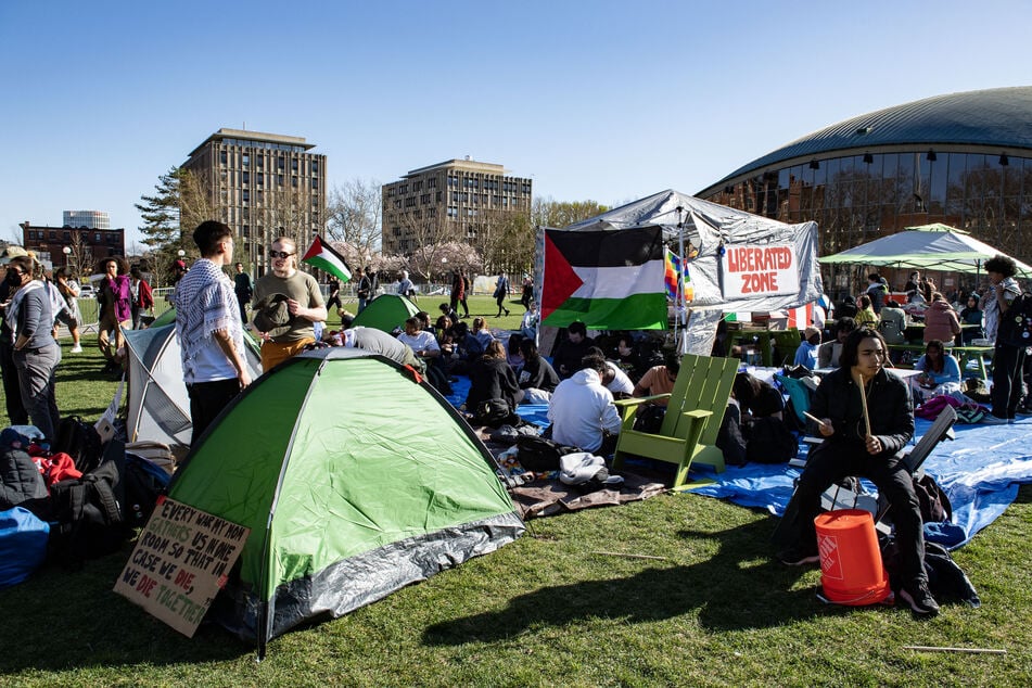 Students organize a pro-Palestine solidarity encampment on the MIT campus in April 2024.
