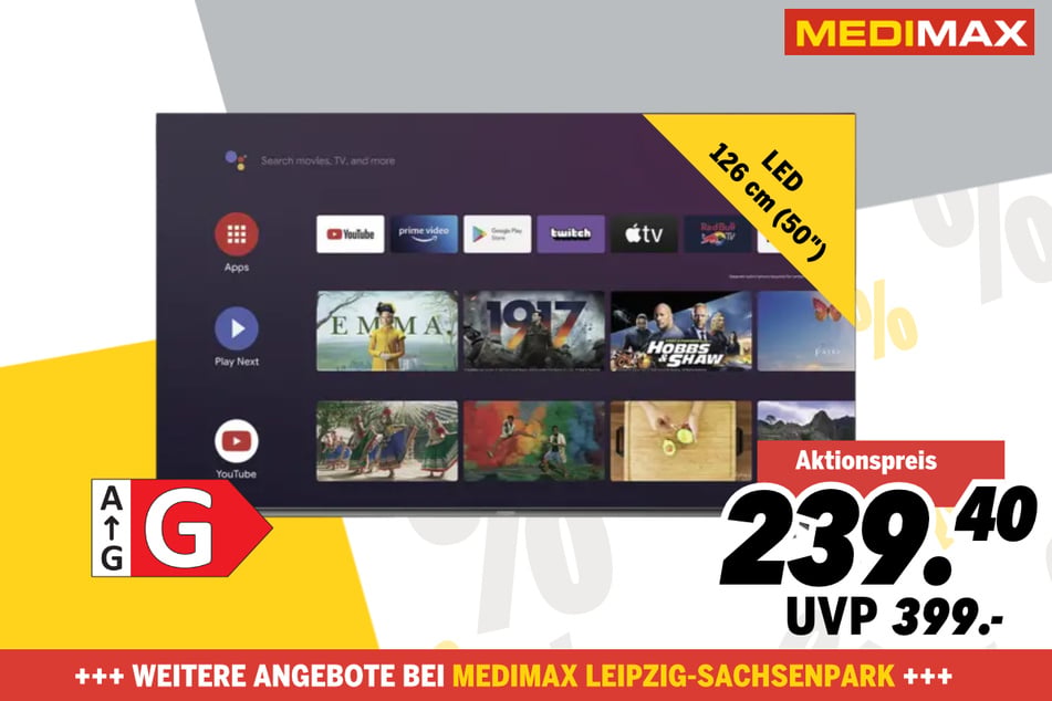 50-Zoll Strong-Fernseher SRT 50UD7553 für 239,40 statt 399 Euro.