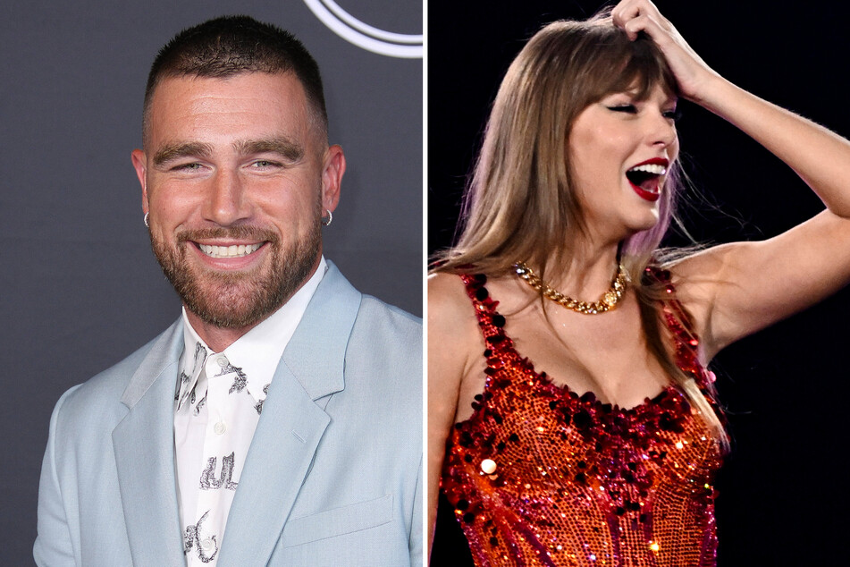 Travis Kelce (l.) was in the house for Taylor Swift's final show in Paris, France – the 87th stop on The Eras Tour.