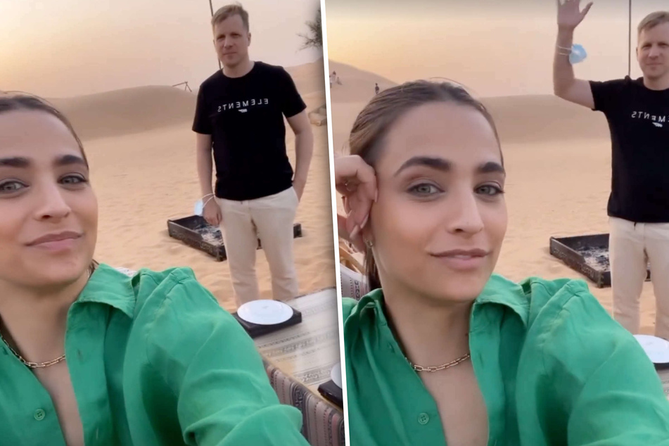 Amira Pocher (29) und Ehemann Oliver Pocher (44) urlauben derzeit mitten in der Wüste.