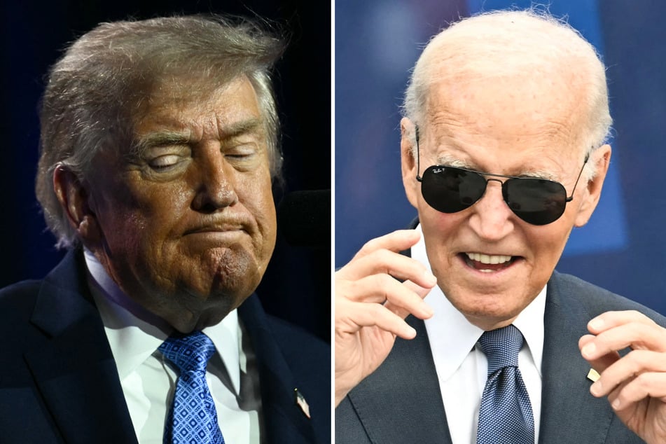 Former President Joe Biden (r) slammed President Donald Trump (l) as a "loser" who's exercising "blatant corruption" from the White House.