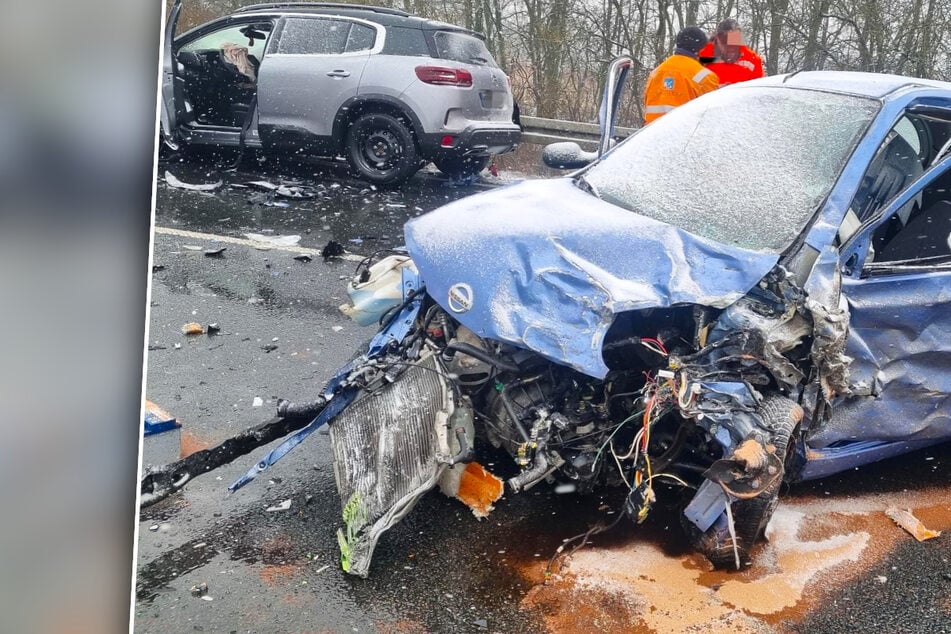 Frontalcrash durch Schneefall? Drei Verletzte bei Unfall auf Bundesstraße
