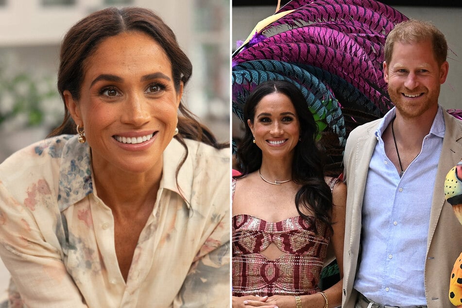 Meghan Markle revealed in her Netflix series that Prince Harry (r.) is not a fan of seafood.