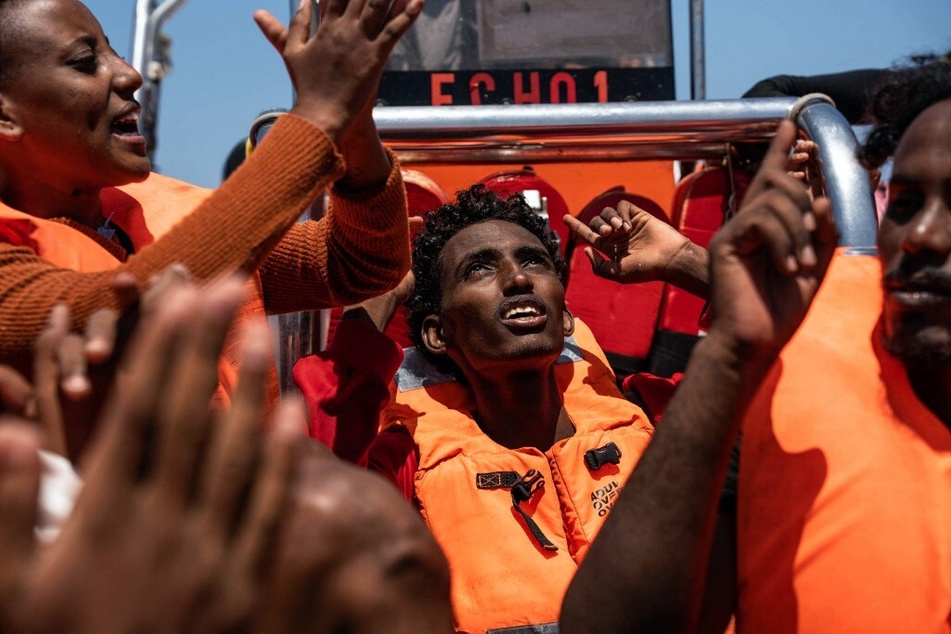 Migrants are rescued by a Spanish NGO when they were crossing the Mediterranean Sea on little boats off the Libyan coast.