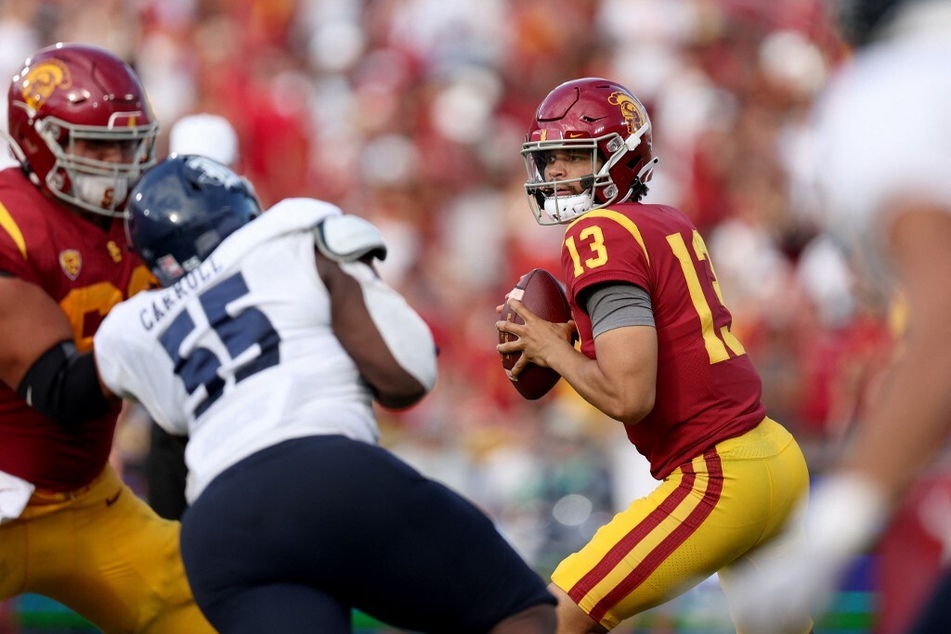 USC quarterback Caleb Williams led the program to its highest-scoring performance since 2008 in the Trojans' season opener against Rice.