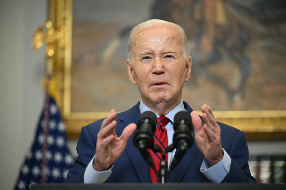 President Joe Biden speaks about the protests over Israel's war against Hamas in Gaza that have roiled US college campuses, in the Roosevelt Room of the White House in Washington, DC on Thursday.