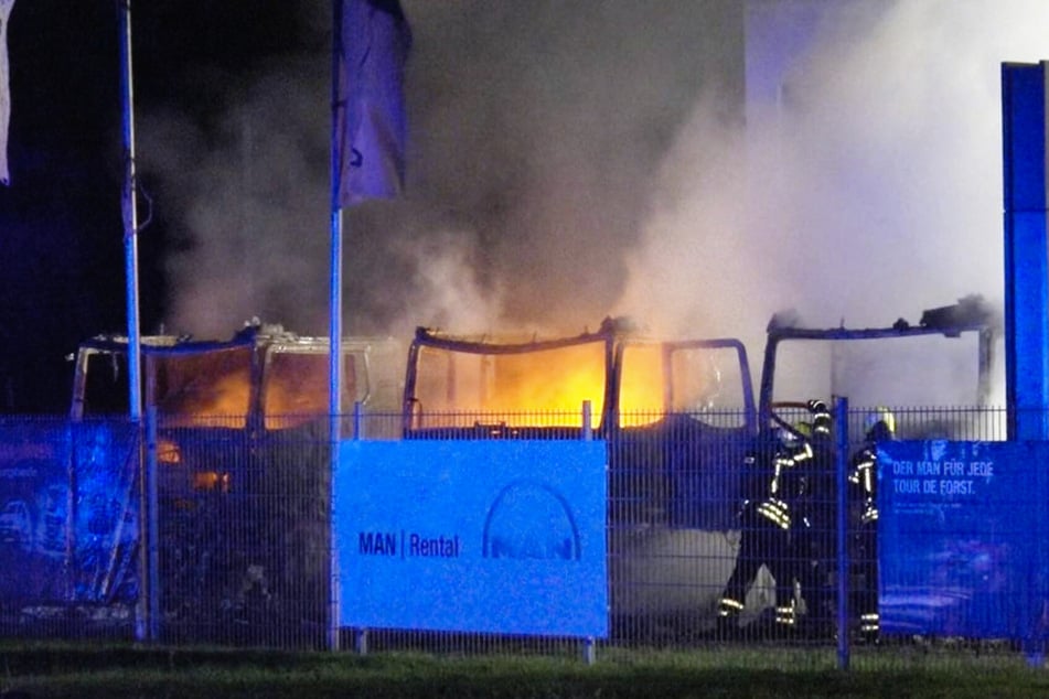Etwa zehn Fahrzeuge fielen den Flammen zum Opfer.