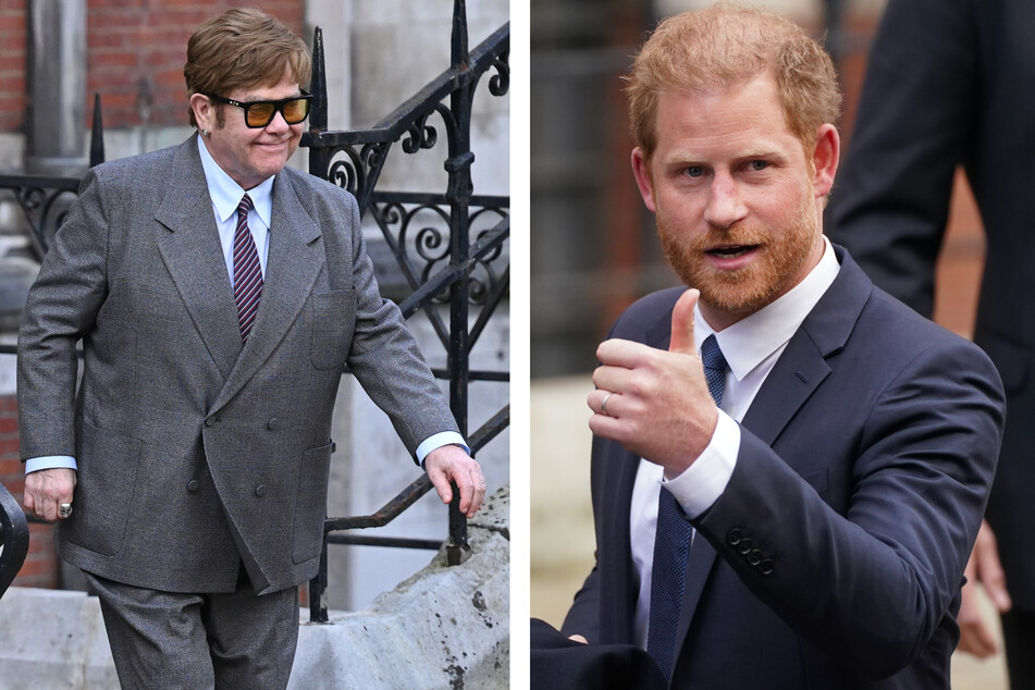 Elton John (76, l.) und Prinz Harry (38) verklagen neben drei Weiteren den Verlag der Daily Mail.
