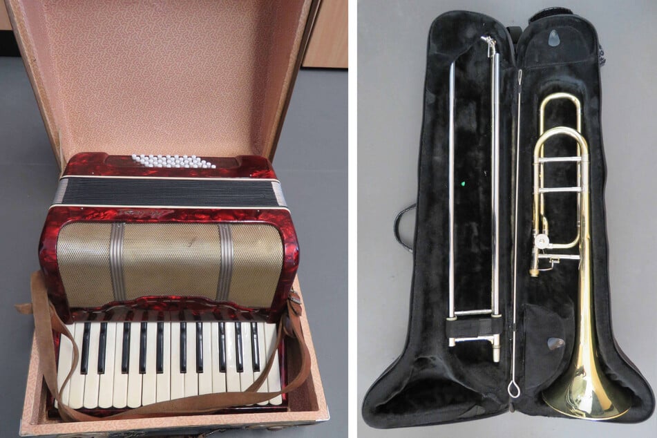Bei der Tatverdächtigen (26) entdeckten Polizisten auch dieses Akkordeon und die Posaune.
