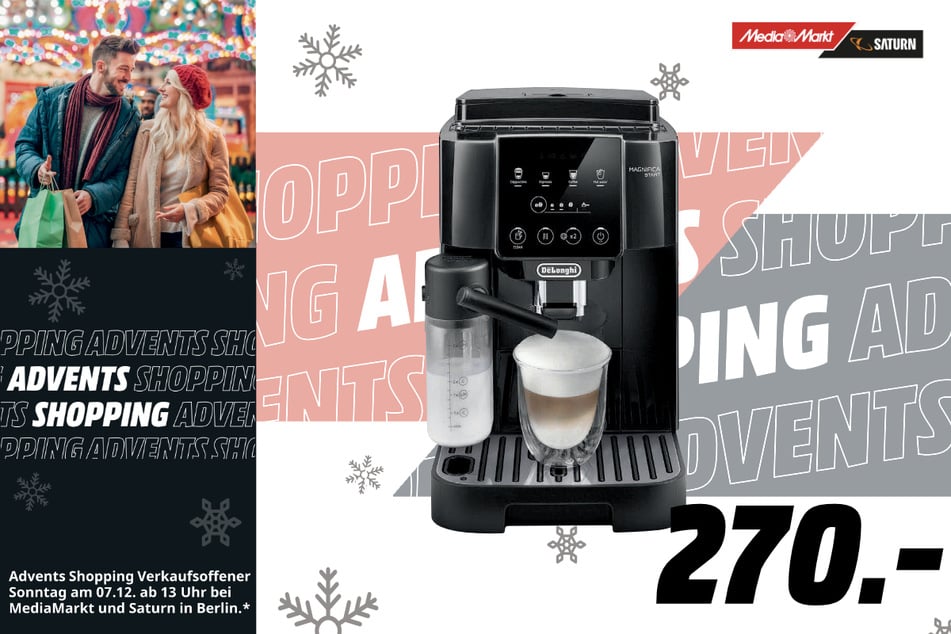 DeLonghi-Kaffeevollautomat Magnifica Start Milk ECAM220.60.B für 270 Euro.