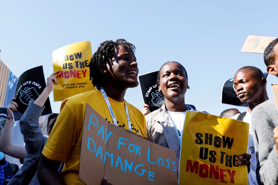 Ugandan climate activist Vanessa Nakate takes part in the Fridays for Future strike alongside other international climate activists during the COP27 climate summit in Sharm el-Sheikh, Egypt.