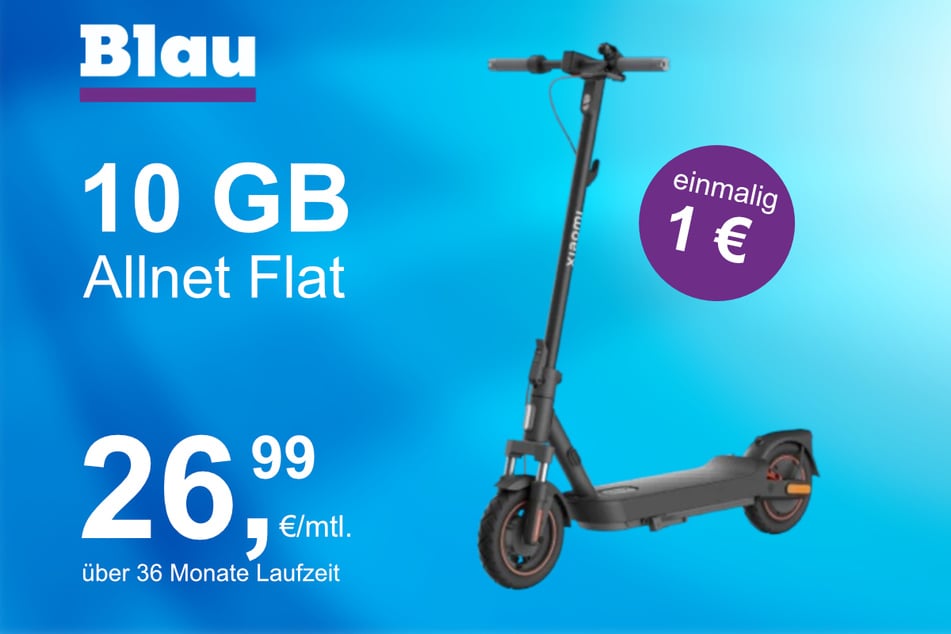 Der Xiaomi E-Scooter 5 Max im Blau Allnet S inkl. 10 GB für einmalig 1 Euro.