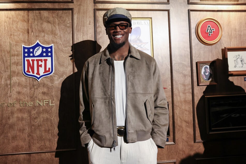 Cincinnati Bengals wide receiver Tee Higgins attends the Abercrombie and Fitch NFL Super Bowl weekend fashion presentation at the NFL Culture Club at The Pearl in San Francisco, California, on February 7, 2026.