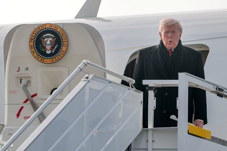 President Donald Trump disembarks Air Force One at Zurich International Airport in Switzerland on January 21, 2026.