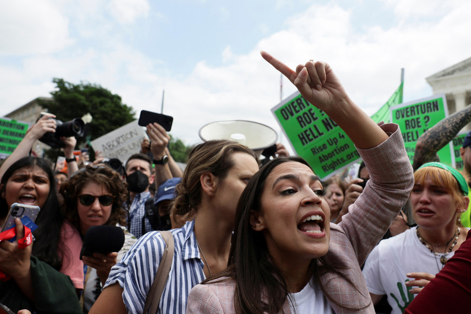 New York Rep. Alexandria Ocasio-Cortez joins an abortion rights protest outside the US Supreme Court.