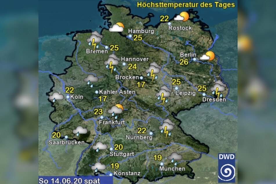So soll das Wetter am Sonntag werden.