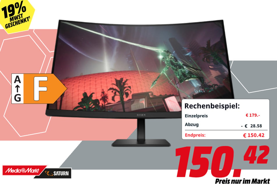 HP-Gamingmonitor Omen by HP 32c für 150,42 Euro.