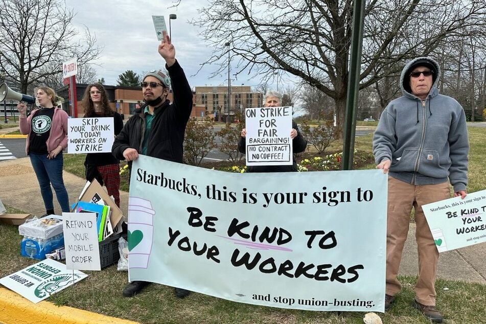 Starbucks workers in Virginia demand an end to corporate union busting as they participate in the nationwide strike.
