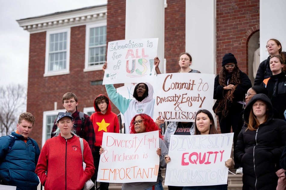 Students at the University of Louisville in Kentucky protest rightwing efforts to roll back diversity, equity, and inclusion programs and protections.