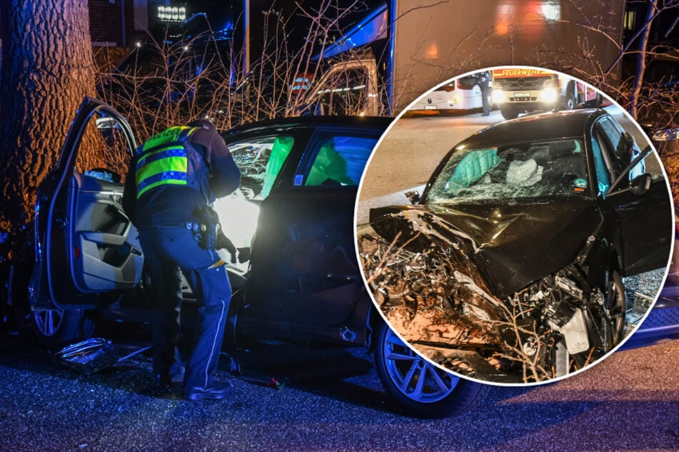 Lebensgefahr! Junge Frau flüchtet vor der Polizei und kracht gegen Baum