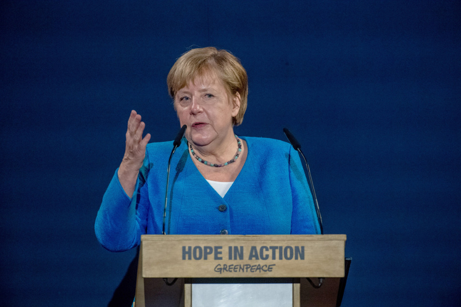 Bundeskanzlerin Angela Merkel (67, CDU) hielt die Festrede auf der Festveranstaltung 50 Jahre Greenpeace.