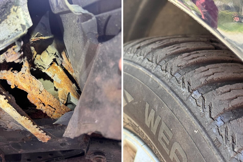 Das Reifenprofil (rechts) hat auch schon bessere Tage gesehen.
